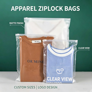 Sacs d'emballage pour vêtements, sacs en plastique givrés avec fermeture éclair sans trou d'aération - Product Image 1