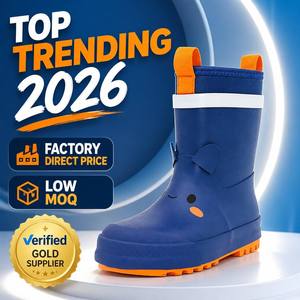 Bottes <span class=keywords><strong>de</strong></span> <span class=keywords><strong>pluie</strong></span> légères et souples en caoutchouc naturel pour enfants, doublure respirante, motif visage souriant, imperméables, type Wellington - Product Image 4
