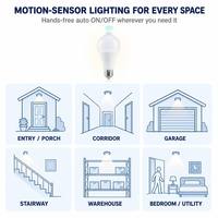 Ampoules LED E27 B22 A60 9-12W avec détecteur de mouvement PIR, allumage/extinction automatique, pour éclairage de sécurité de porche, garage, couloir