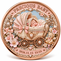 Pièce de monnaie commémorative personnalisée en cuivre pur 999 de 1 oz, avec relief 3D et impression UV, pour anniversaire, naissance ou bienvenue de bébé, objet de collection, souvenir, cadeau