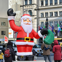 Santa Claus Inflable Gigante de PVC de 26 pies, Marca LT, para Publicidad, Fiestas Festivas, Navidad, Modelo de Bolsa de Regalo Verde, Personalizable