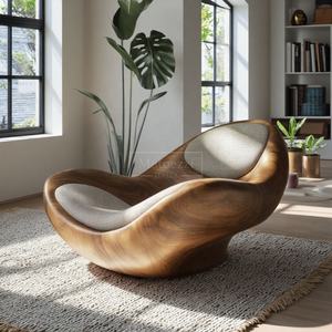 Modern Minimalist uzanmış koltuk ev otel ofis ve Bar kullanımı için benzersiz şekilli katı ahşap boş sandalye - Product Image 4