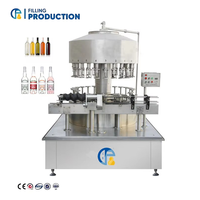 Machine de remplissage automatique rotative à pression négative facile à utiliser, 12, 18, 24, 36 têtes, pour vin, vodka, whisky, rhum, boissons, jus