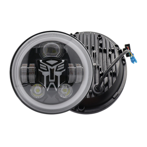 Phare LED rond de 7 pouces H4 scellé, faisceau haut et bas 80W avec anneau halo RVB, feux de jour DRL, clignotant pour Jeep, moto, Harley <span class=keywords><strong>Cafe</strong></span> - Product Image 1