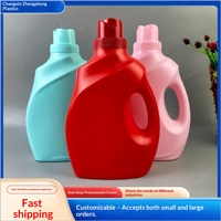 Bouteille et seau en plastique pour lessive, forme ronde, bouchon à vis, usage domestique, emballage pour adoucissant liquide