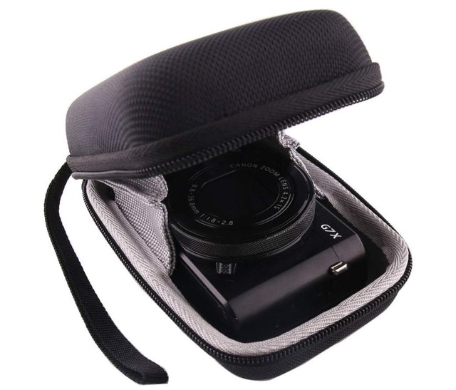 Hard EVA Camera Case Shockproof Travel Storage Bag with Wrist Strap and Mesh Pocket Protective Carrying Holder