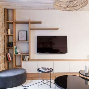 Tavolo di truciolare Vermont Design montato di lusso moderno <span class=keywords><strong>Tv</strong></span> montaggio a parete in legno semplice Design <span class=keywords><strong>Tv</strong></span> Stand con grano di legno <span class=keywords><strong>porta</strong></span> <span class=keywords><strong>pannello</strong></span> - Product Image 3