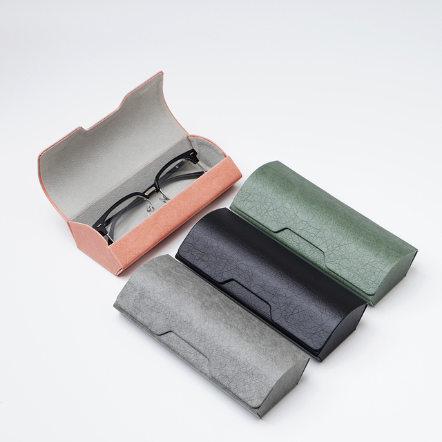 Trendy HONGYE Eyewear Sunglasses Case Rectangle PU Leather Striped Pattern Durable Semi-Hard High-End Eyeglass Case