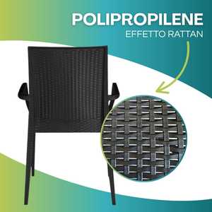 Set Tavolo da Giardino con 4 Sedie in Plastica Rigida Effetto Rattan Antracite Quadrato 79x79 Pollici Arredamento da Esterno - Product Image 5