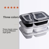Boîte en plastique jetable à double compartiment de 1000ml pour restauration rapide Emballage rectangulaire pour restaurant à emporter Salade de sushi style américain