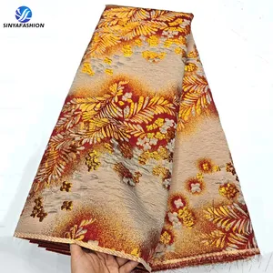 Latest French Brocade Lace Fabrics High Quality Brocade Jacquard Embroidery Nigerian Organza Lace For Women Dress