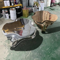 Table console haut de gamme en acier inoxydable gaufré nid d'abeille avec étagère pour couloir et présentoir de salle d'exposition