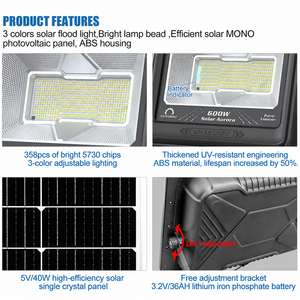 Faro Solare LED ad Alta Luminosità 100w 200w 300w 400w 600w con Telecomando per Progetti Commerciali - Product Image 3