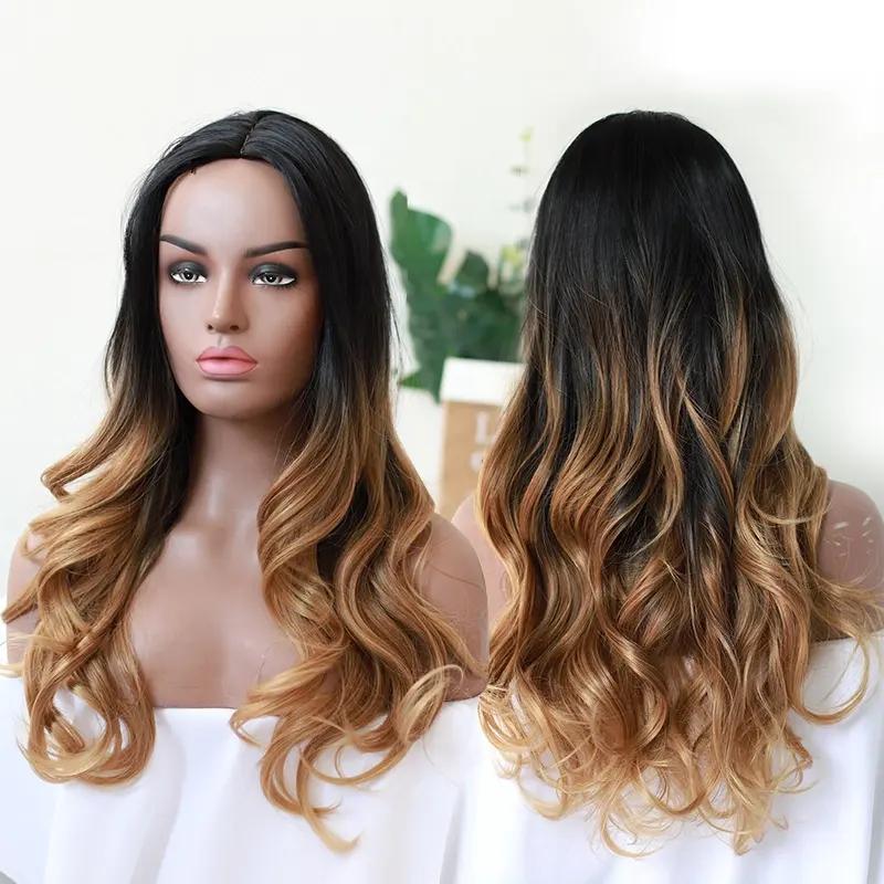 Hot Sale Aliexpress African and American Curly Black Gold Female Natural Synthetic Wigs