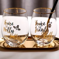 Logo personnalisé 260ml/330ml jus de boisson/tasses d'eau froide verre à vin épais sans tige en relief conception pour restaurant hôtel