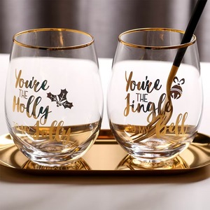 Logo personnalisé 260ml/330ml jus de boisson/tasses d'eau froide verre à vin épais sans tige en relief conception pour restaurant hôtel - Product Image 2