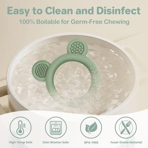 Jouets <span class=keywords><strong>de</strong></span> <span class=keywords><strong>dentition</strong></span> pour bébé, anneaux en <span class=keywords><strong>silicone</strong></span> souple sans BPA en forme d'ours, pour soulager les gencives douloureuses des bébés <span class=keywords><strong>de</strong></span> 3 à 12 mois - Product Image 6