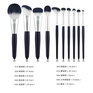 Ensemble de pinceaux de maquillage, 10 pièces, outils de maquillage pour le visage, en poils synthétiques, pour fond de teint, fard à joues, fard à paupières, surligneur - Product Image 3