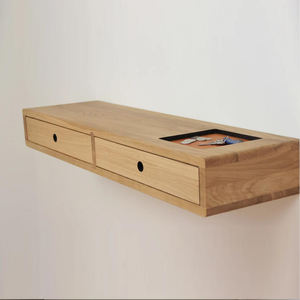 مجموعة تخزين أرفف معلقة للجدار أرفف بيضاء للجدار رف العائم مع درج - Product Image 2