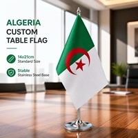 Drapeau de bureau miniature Algérie de luxe, écologique, avec base et mât, directement de l'usine, pour table de bureau