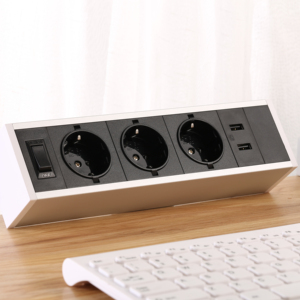 Lega Bạc nhôm kẹp trên bàn salon Ổ cắm EU cắm 2 <span class=keywords><strong>USB</strong></span> sạc RJ45 3 AC cửa hàng 3m Chiều dài cáp cho bàn 16A đánh giá - Product Image 3