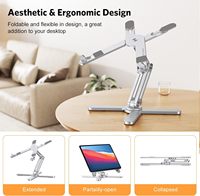 Support pour ordinateur portable ergonomique à hauteur réglable, support pour ordinateur portable pliable, rotatif à 360 °, support pour ordinateur portable