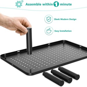 Monitor <b>Stand</b> 230x370mm Height <b>Adjustable</b> Desk Rack For <b>Laptop</b> And Monitor Black Iron Desktop Organizer Storage Shelf - Product Image 5