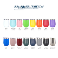 Gobelet à vin personnalisé de 12 oz avec couvercle, en acier inoxydable thermolaqué, sans pied, avec logo, MOQ 50 pour cadeaux, vente au détail et en gros