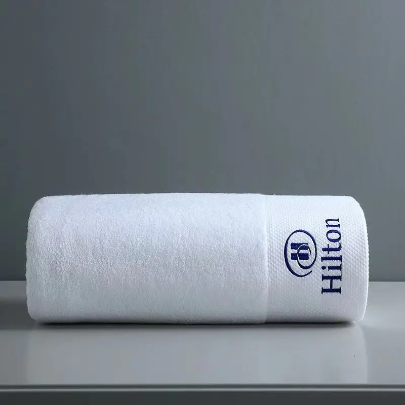 Hilton Egyptian Plush White 100% Genuine Cotton Shower Comfortable Luxury Hotel Bath Towel Set