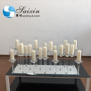 Grand porte-bougie à <span class=keywords><strong>3</strong></span> niveaux, 20 <span class=keywords><strong>branches</strong></span> longues, vintage, en <span class=keywords><strong>cristal</strong></span>, porte-bougie pour pièces centrales de mariage - Product Image 5