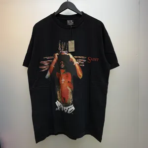 Святая Майкл винтажная черная футболка 1:1 оптовая продажа высококачественной мужской одежды