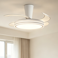 Ventilador de Techo Moderno Invisible con Luz LED y Aspas Retráctiles, Lámpara de Araña para Sala de Estar, Dormitorio, Comedor