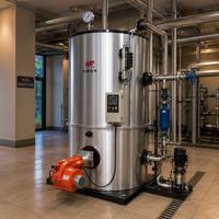 Generador de Vapor Vertical Compacto Industrial, de Gas o Petróleo, 0.7Mpa, Producción Rápida de Vapor, Automático, para Lavandería y Procesamiento de Alimentos