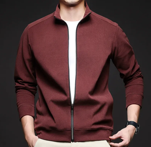 Giacca Autunnale Essenziale per Uomo, Tinta Unita, Tessuto Caldo, Casual Business, con Zip Frontale per Ragazzi e Uomini di Mezza Età - Product Image 2