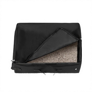 <span class=keywords><strong>Bac</strong></span> à litière pour chat pliable en tissu Oxford <span class=keywords><strong>noir</strong></span>, imperméable, écologique, durable, de grande capacité (20L), avec fermeture éclair pour les voyages - Product Image 1