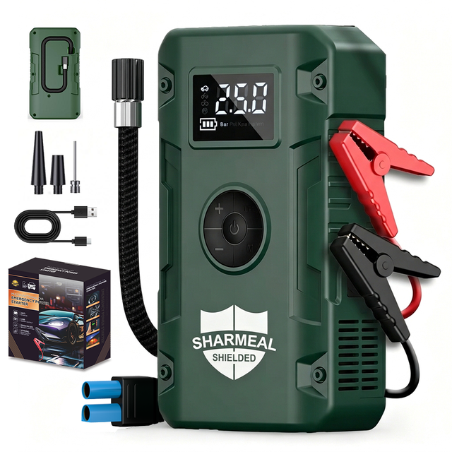 OEM&ODM Manufacturer 4-IN-1 12v 6000mAh Battery Booster Car Jump Starter Portable Car Jump Starter Power Bank with Air Pump