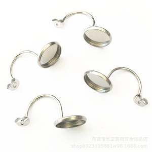 Crochets d'oreille en acier inoxydable en forme de U avec plateaux ronds, accessoires pour boucles d'oreilles DIY - Product Image 3