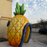 Kiosque à jus gonflable en forme d'ananas pour fête de plage estivale, imperméable, pour vente promotionnelle en extérieur