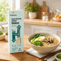 Boîte de 22g de pâtes ramen udon saveur miso, riches en protéines, faibles en glucides, faible IG, non frites, pour collations de sport