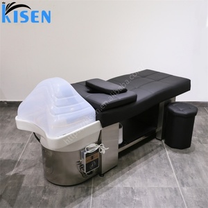 Kisen Lit de lavage capillaire professionnel pour salon, avec bac en céramique, fonction massage et thérapie aquatique pour la circulation crânienne, lit de spa pour shampoing - Product Image 3
