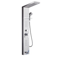 Ensemble de douche multifonction mural avec cascade, panneau de douche noir