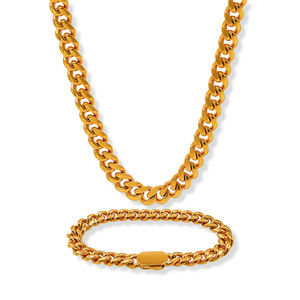 قلادة من الفولاذ المقاوم للصدأ الأساسية الأكثر مبيعًا ، قلادة كلاسيكية من الذهب الأسود بلون معدني صلب ، سلسلة ربط كوبية للرجال - Product Image 1