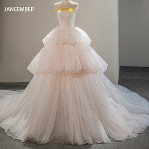Robe de soirée 3D à fleurs en tulle rose, robe de mariée en tulle rose, robe trapèze en tulle rose, robe de bal personnalisée OEM Sfy229 - Product Image 1