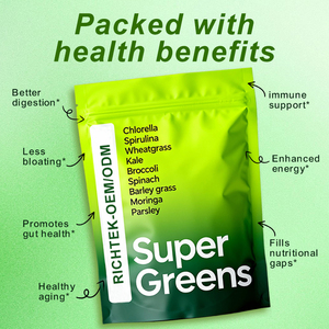 Nhãn Hiệu Riêng OEM Màu Xanh Lá Cây Superfood Với Tiêu Hóa Enzyme Hữu Cơ Siêu Màu Xanh Lá Cây Bột Tự Nhiên Hữu Cơ Lúa Mì Nước Trái Cây Cỏ Bột - Product Image 6