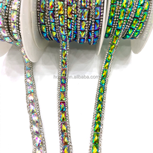 TR003 New Product Glass Rhinestone <strong>Strip</strong> Hot Melt Adhesive Clothing Hotfix Rhinestone Accessories Drill <strong>Strip</strong> - Product Image 1