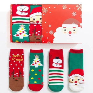Nouveauté drôle Santa Christmas Style Crew chaussettes taille libre femmes coloré X'mas chaussettes en coton avec paquet de boîte-cadeau - Product Image 4