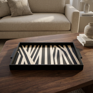Mother Pearl & Bone Inlay Wood Square Serving <b>Tray</b> with Metal Handle Modern Design Dishwasher Safe for Party Use-Taqi Craft - Product Image 5