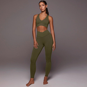 Sujetador deportivo elegante y activo para mujer, Top envolvente para gimnasio, éxito de ventas, diseño de espalda hueca en forma de V, ropa deportiva con estampado medio personalizado - Product Image 3