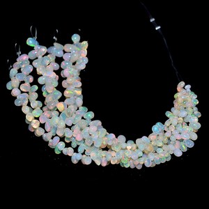 AAA 2.5x3mm โอปอลเอธิโอเปียนเนื่อ4x6มม. ทรงหยดน้ำตาเรียบลูกปัดพลอยโอปอลเอธิโอเปียนธรรมชาติอัญมณีโอปอลแบบหลวมสำหรับเครื่องประดับ - Product Image 2