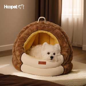 Hoopet Semi Enclosed Pet <b>Bed</b> Round Warm Dog Nest With Removable Cover For Small Dogs Winter Use - Product Image 1